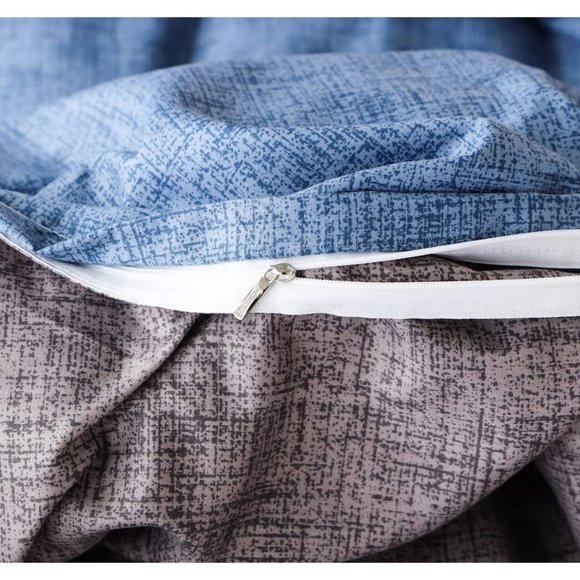 Duvet Cover Set 3PCS with Zipper Closure Modern Printed Comforter Blue - Picture 2 of 6